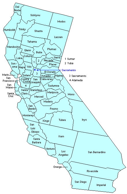 California County Outline Map.